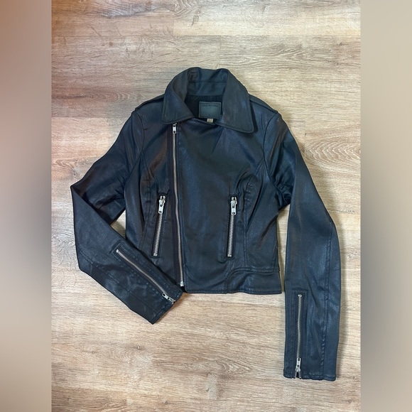 True Religion Y2K Black Cropped Moto Jacket Size XS - Picture 10 of 13